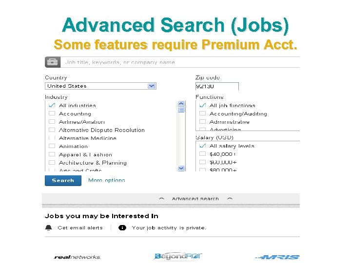 Advanced Search (Jobs) Some features require Premium Acct. 