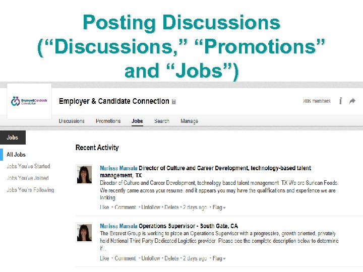 Posting Discussions (“Discussions, ” “Promotions” and “Jobs”) 