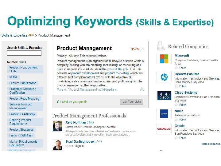 Optimizing Keywords (Skills & Expertise) 