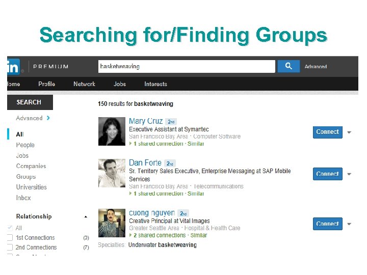 Searching for/Finding Groups 