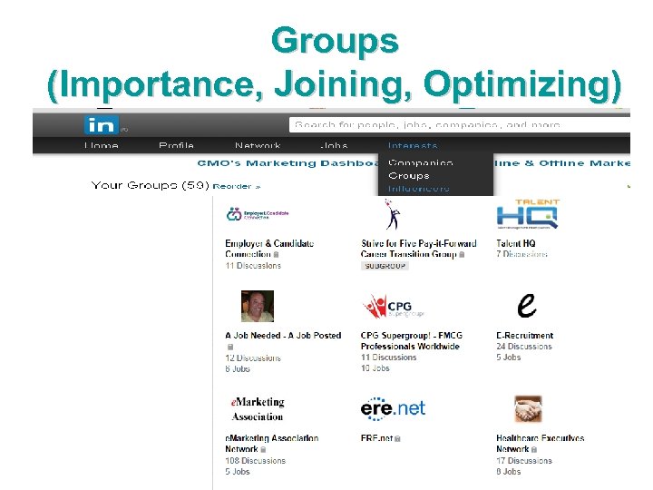 Groups (Importance, Joining, Optimizing) 