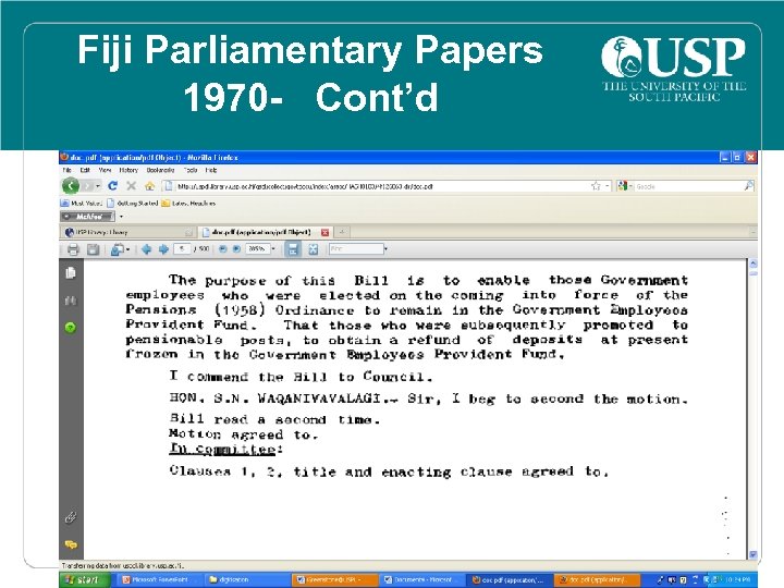 Fiji Parliamentary Papers 1970 - Cont’d 