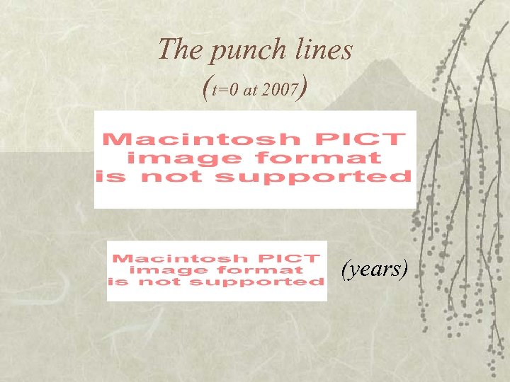 The punch lines (t=0 at 2007) (years) 