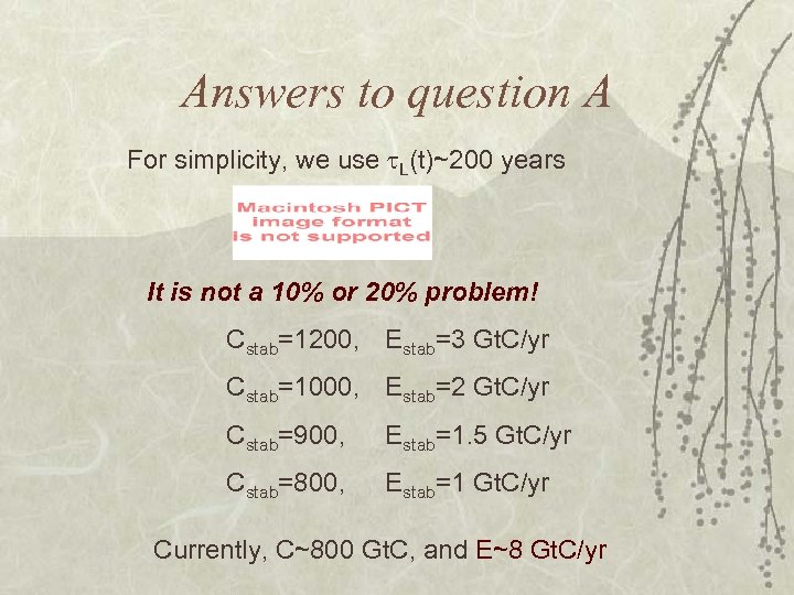 Answers to question A For simplicity, we use L(t)~200 years It is not a