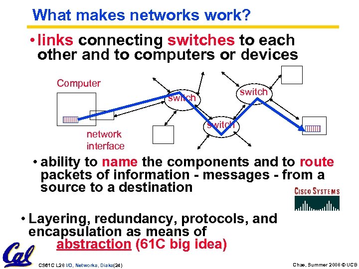 What makes networks work? • links connecting switches to each other and to computers