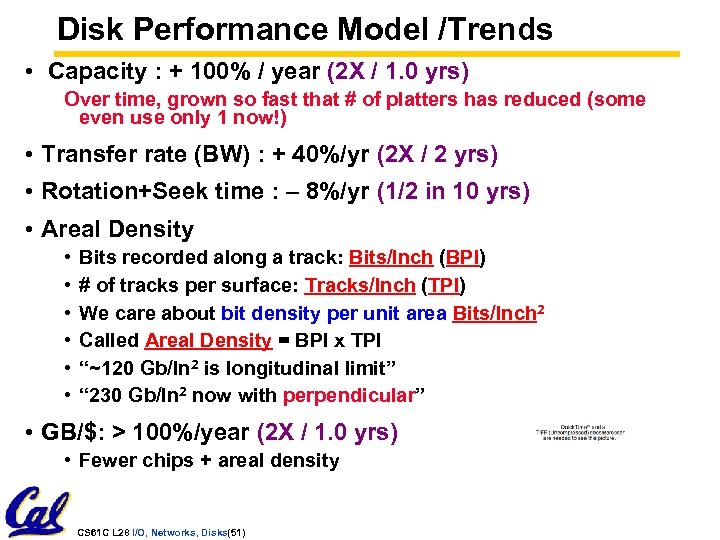 Disk Performance Model /Trends • Capacity : + 100% / year (2 X /