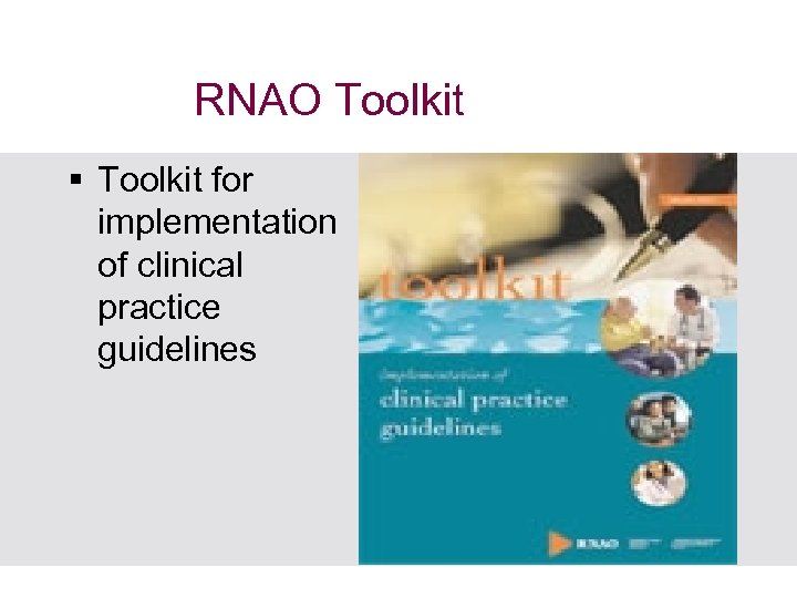 RNAO Toolkit § Toolkit for implementation of clinical practice guidelines 