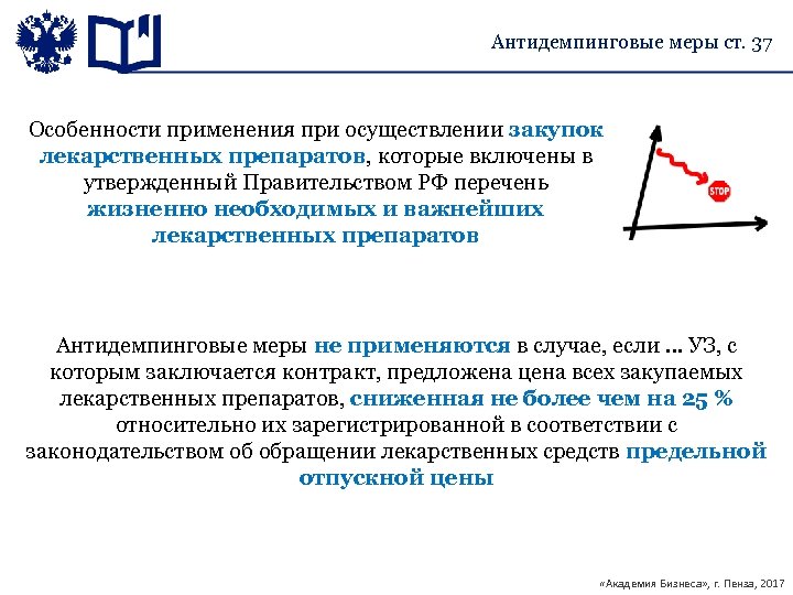 Антидемпинговые меры ст. 37 Особенности применения при осуществлении закупок лекарственных препаратов, которые включены в