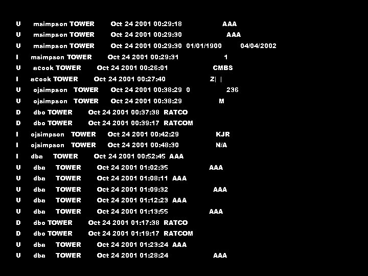 U msimpson TOWER Oct 24 2001 00: 29: 18 U msimpson TOWER Oct 24