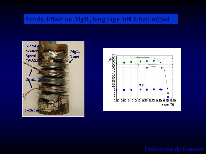 Strain Effect on Mg. B 2 long tape 100 h ball milled Modified Walters