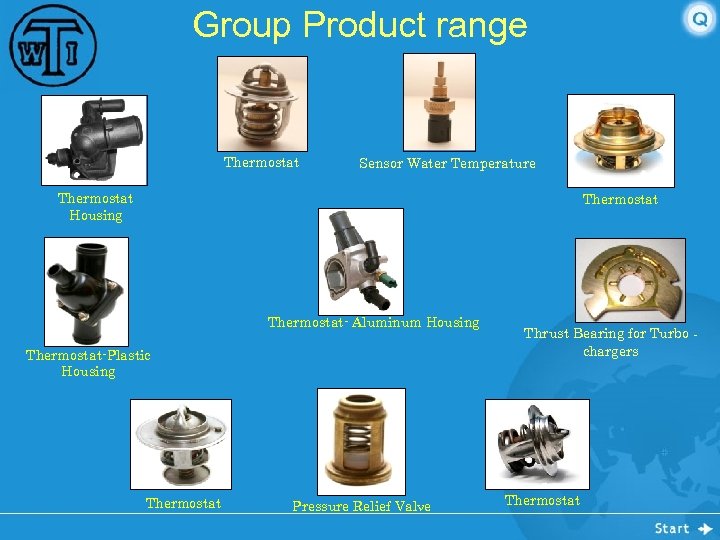 Group Product range Thermostat Sensor Water Temperature Thermostat Housing Thermostat- Aluminum Housing Thermostat-Plastic Housing