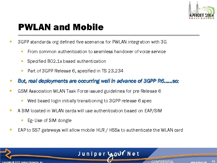 PWLAN and Mobile § 3 GPP standards org defined five scenarios for PWLAN integration