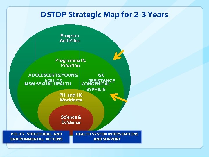 DSTDP Strategic Map for 2 -3 Years Program Activities Programmatic Priorities ADOLESCENTS/YOUNG GC ADULTS
