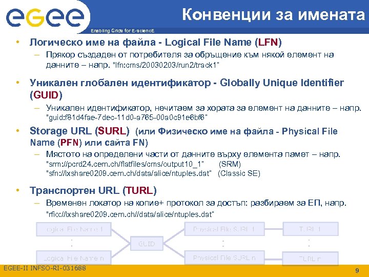 Конвенции за имената Enabling Grids for E-scienc. E • Логическо име на файла -