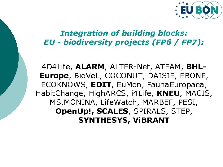 Integration of building blocks: EU - biodiversity projects (FP 6 / FP 7): 4