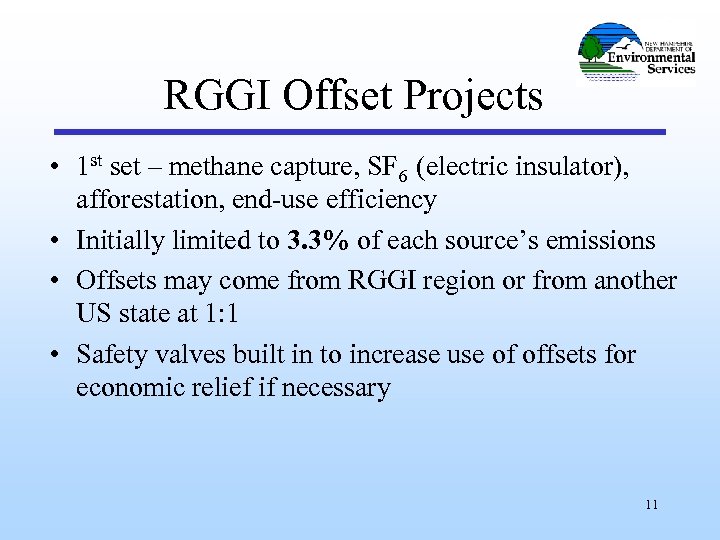 RGGI Offset Projects • 1 st set – methane capture, SF 6 (electric insulator),