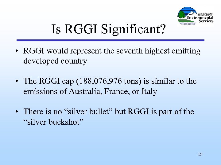 Is RGGI Significant? • RGGI would represent the seventh highest emitting developed country •