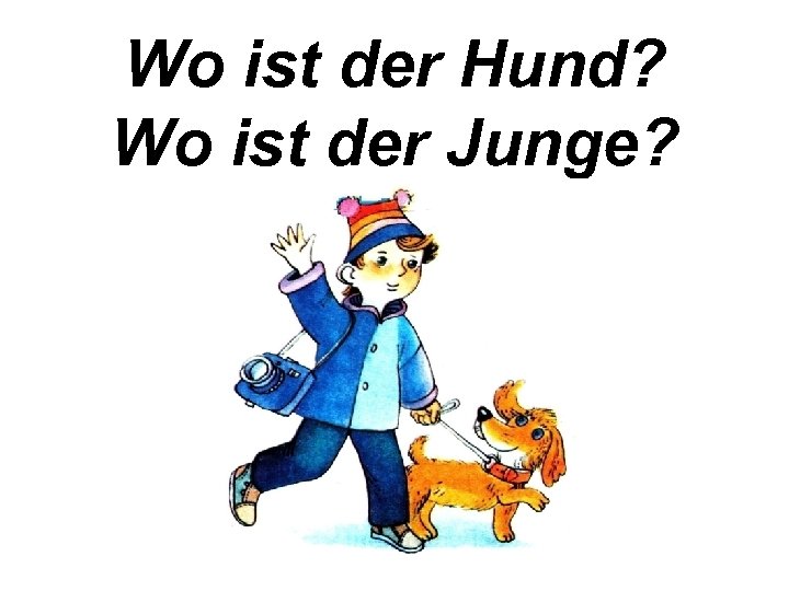 Wo ist der Hund? Wo ist der Junge? 