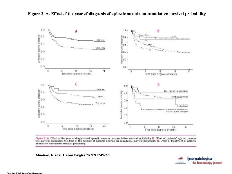 Figure 2. A. Effect of the year of diagnosis of aplastic anemia on cumulative