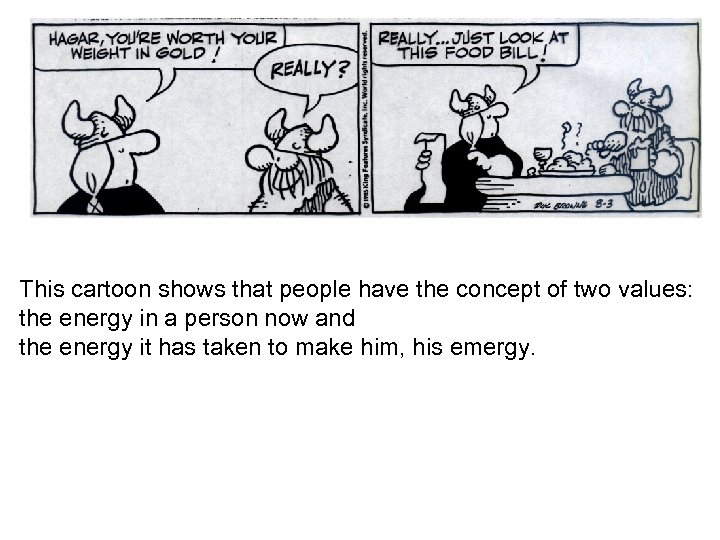 This cartoon shows that people have the concept of two values: the energy in