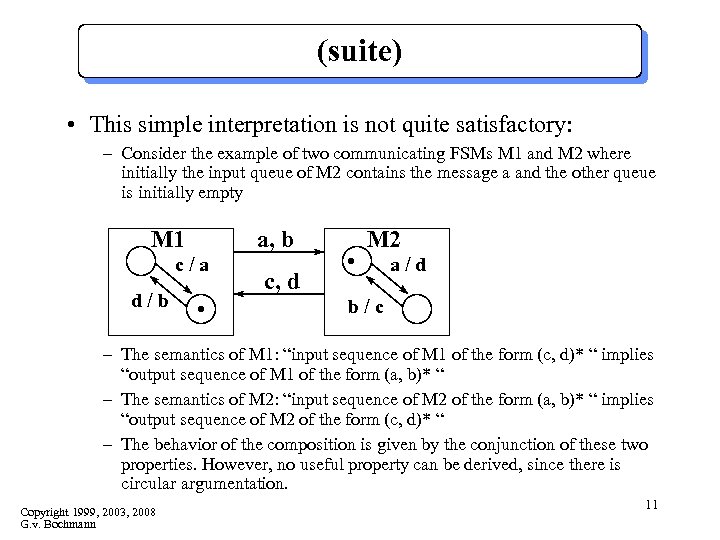 (suite) • This simple interpretation is not quite satisfactory: – Consider the example of