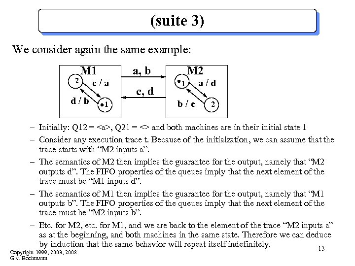 (suite 3) We consider again the same example: 2 M 1 d/b a, b