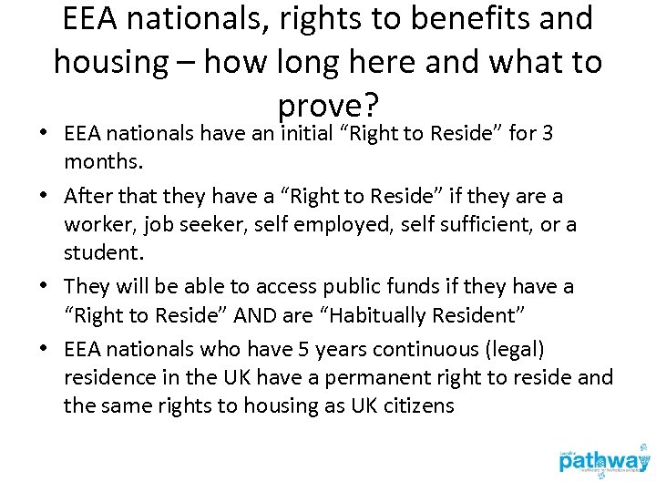 EEA nationals, rights to benefits and housing – how long here and what to