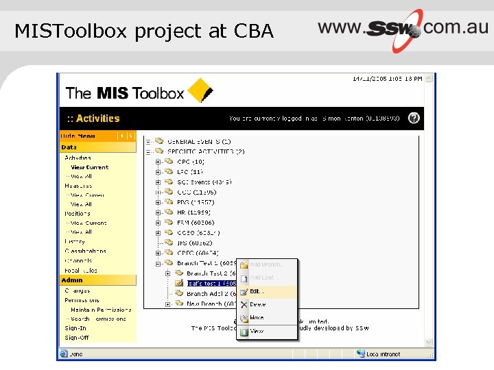 MISToolbox project at CBA 