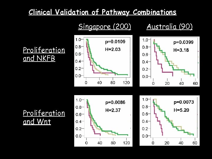 Clinical Validation of Pathway Combinations Singapore (200) Proliferation and NKFB Proliferation and Wnt Australia