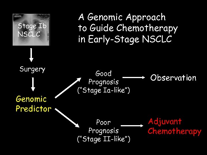 Stage Ib NSCLC Surgery Genomic Predictor A Genomic Approach to Guide Chemotherapy in Early-Stage