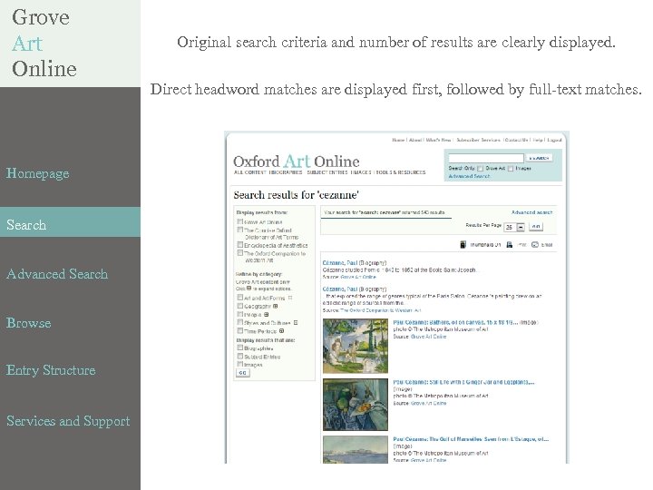 Grove Art BENEZIT Online Original search criteria and number of results are clearly displayed.