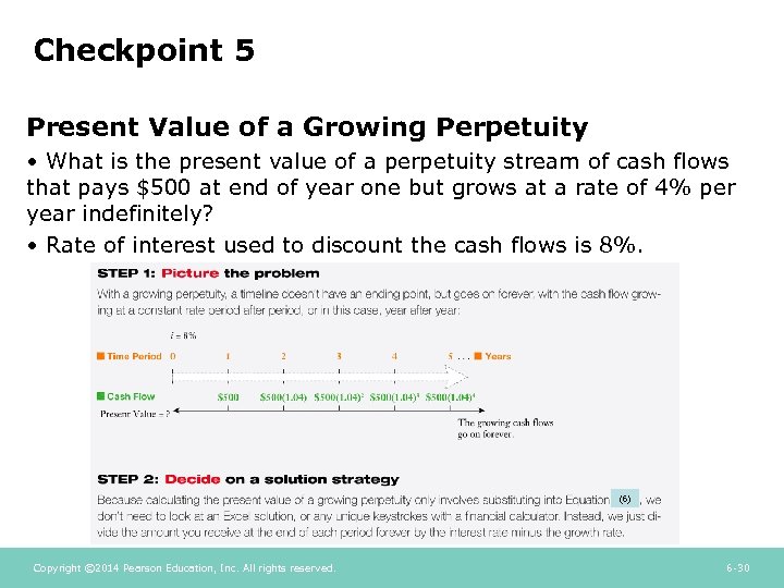 Checkpoint 5 Present Value of a Growing Perpetuity • What is the present value