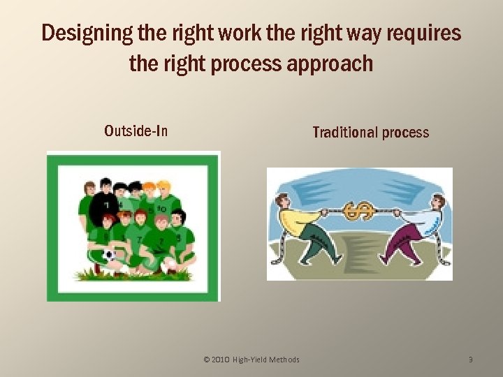 Designing the right work the right way requires the right process approach Outside-In Traditional