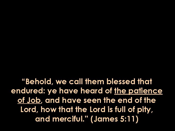 “Behold, we call them blessed that endured: ye have heard of the patience of