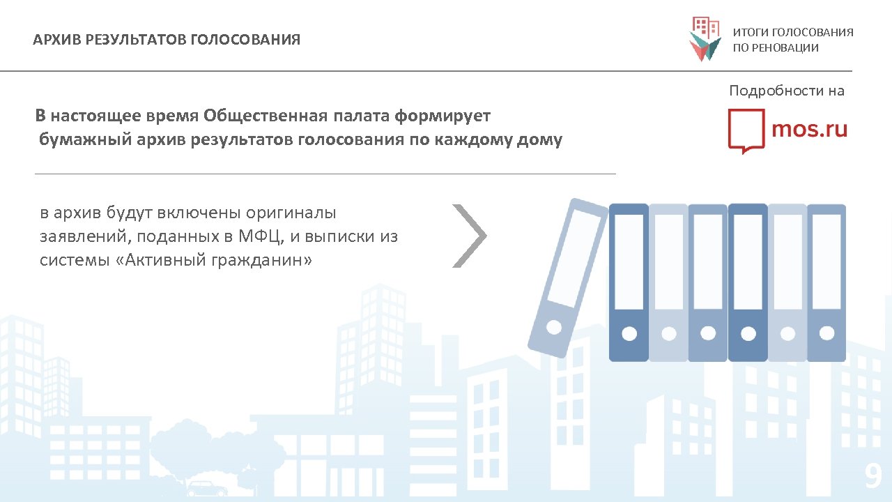 АРХИВ РЕЗУЛЬТАТОВ ГОЛОСОВАНИЯ ИТОГИ ГОЛОСОВАНИЯ ПО РЕНОВАЦИИ Подробности на В настоящее время Общественная палата