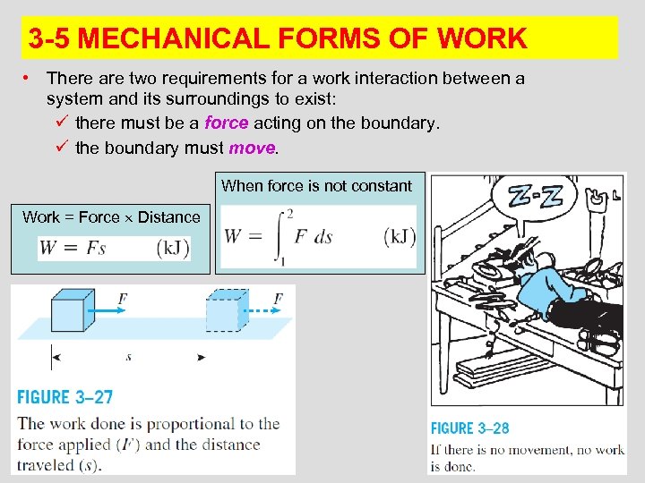 3 -5 MECHANICAL FORMS OF WORK • There are two requirements for a work
