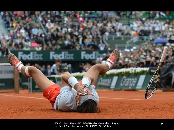 FRANCE, Paris, 9 June 2013: Rafael Nadal celebrates his victory in the French Open