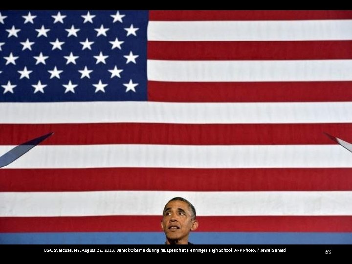 USA, Syracuse, NY, August 22, 2013: Barack Obama during his speech at Henninger High