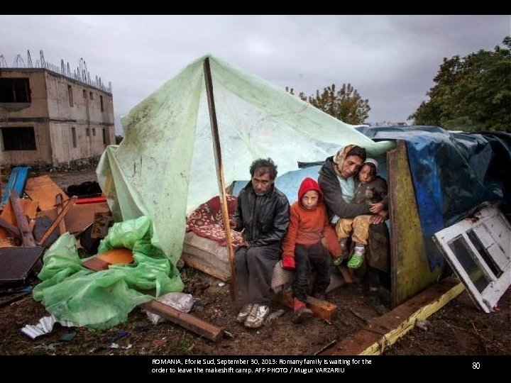 ROMANIA, Eforie Sud, September 30, 2013: Romany family is waiting for the order to