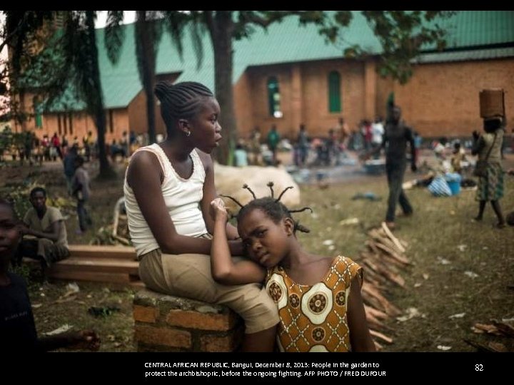 CENTRAL AFRICAN REPUBLIC, Bangui, December 8, 2013: People in the garden to protect the