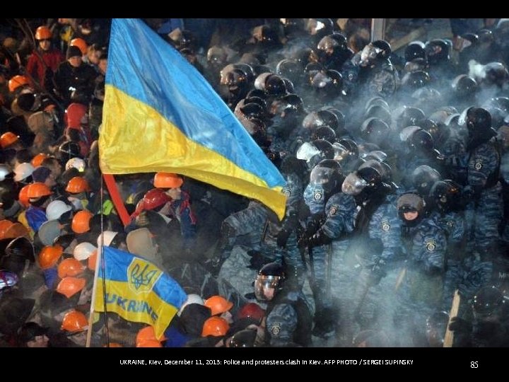 UKRAINE, Kiev, December 11, 2013: Police and protesters clash in Kiev. AFP PHOTO /