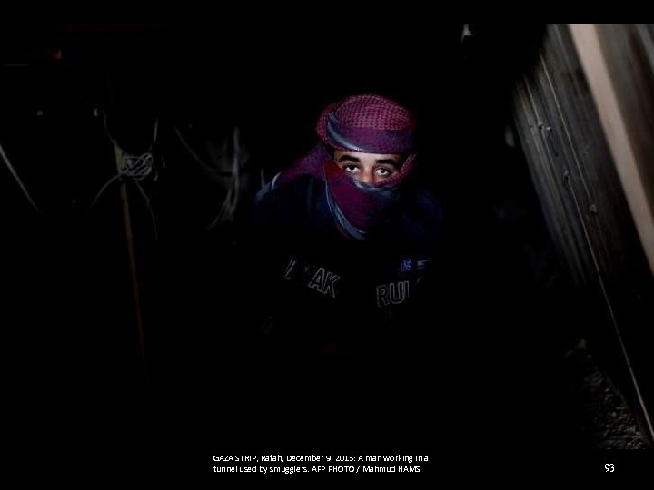 GAZA STRIP, Rafah, December 9, 2013: A man working in a tunnel used by