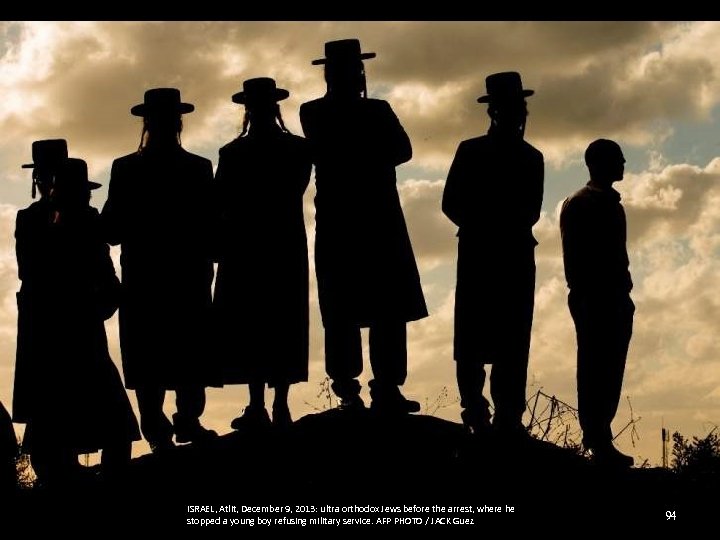 ISRAEL, Atlit, December 9, 2013: ultra orthodox Jews before the arrest, where he stopped