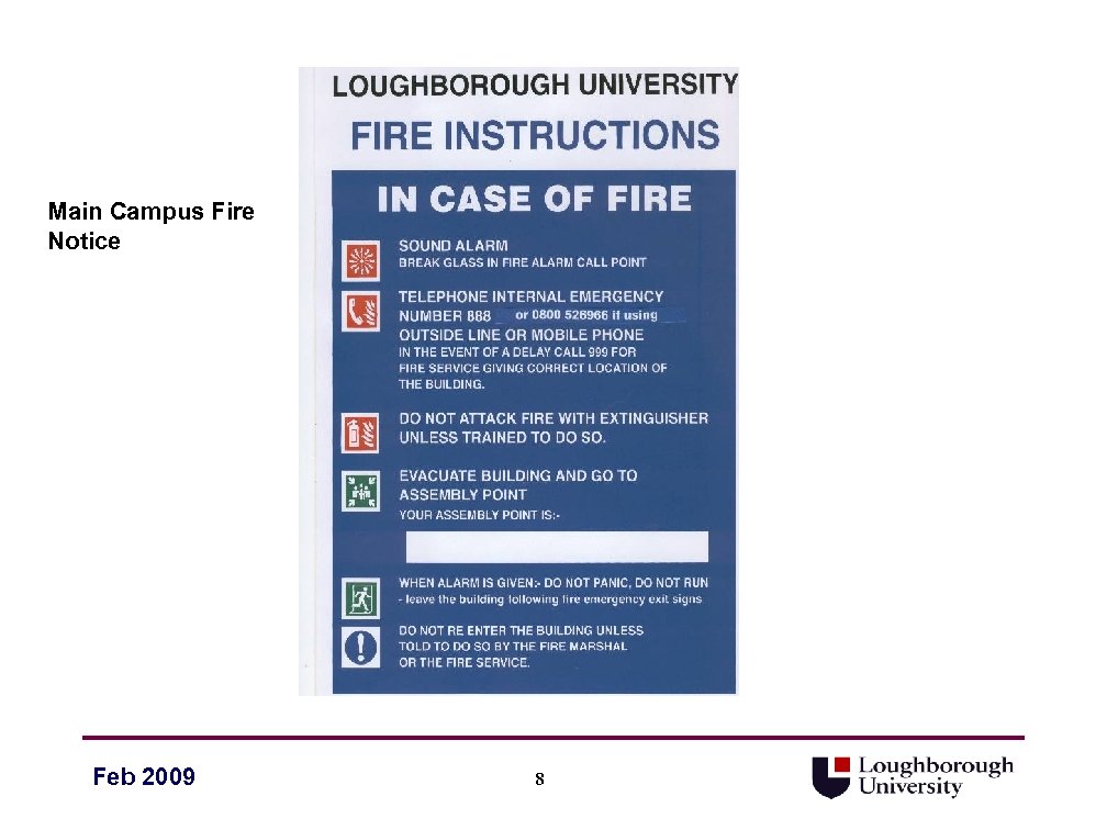 Main Campus Fire Notice Feb 2009 8 