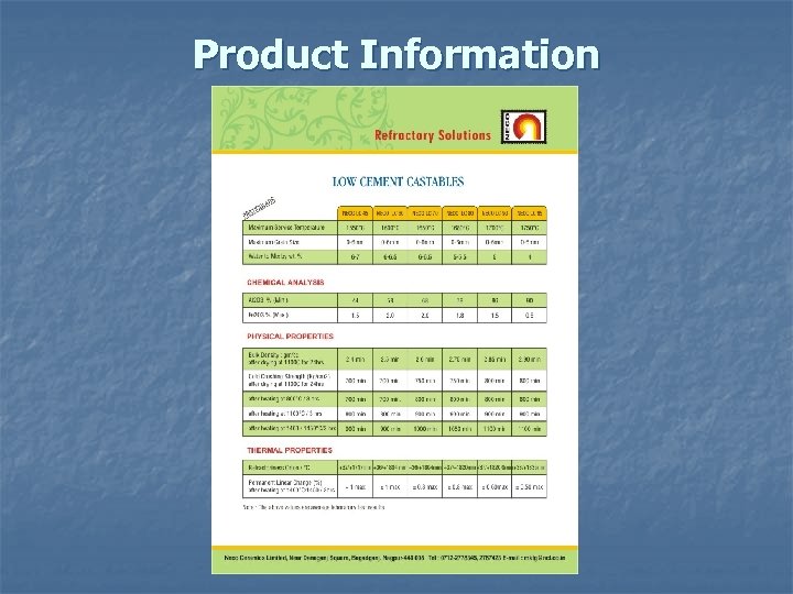 Product Information 