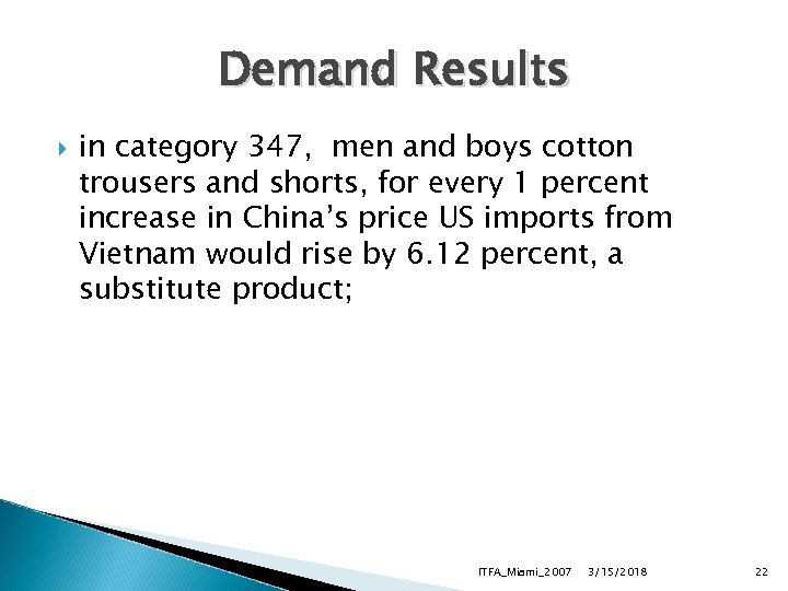 Demand Results in category 347, men and boys cotton trousers and shorts, for every