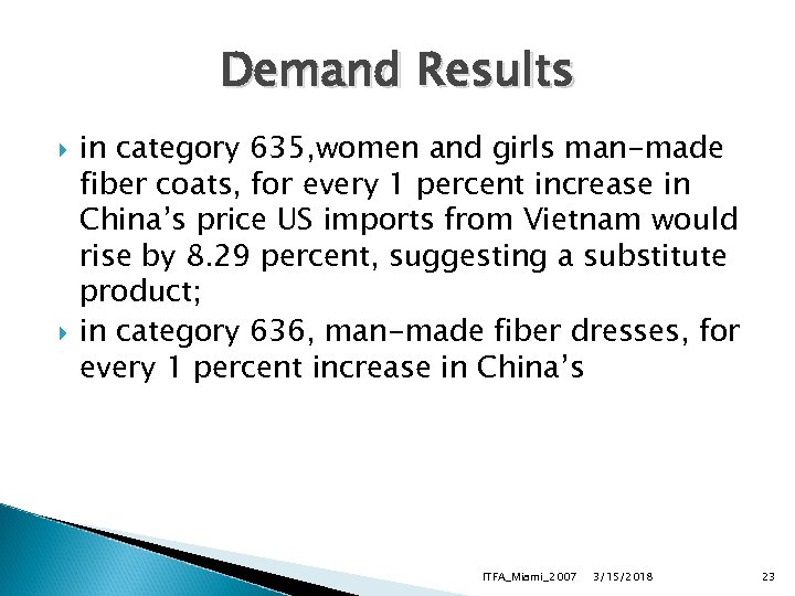 Demand Results in category 635, women and girls man-made fiber coats, for every 1