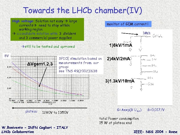 Towards the LHCb chamber(IV) High voltage: Solution not easy large currents need to stay