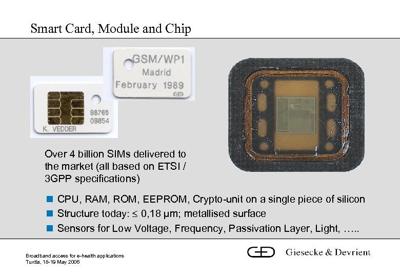 Smart Card, Module and Chip Over 4 billion SIMs delivered to the market (all