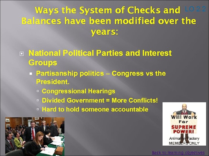 Ways the System of Checks and LO 2. 2 Balances have been modified over